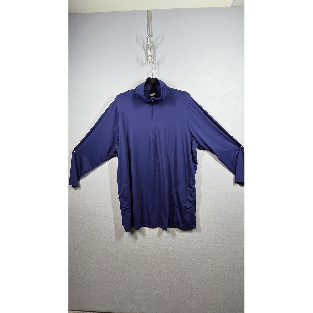 Lands End Women's Plus Size Top 2X Swim Rash Guard 1/4‎ Zip 50 SPF Cover Up Swim